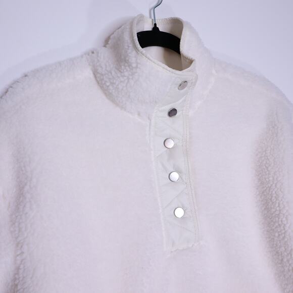 ATHLETA Cozy Sherpa Snap Pullover Sweatshirt White Oversized Filled Women's S - Picture 6 of 11